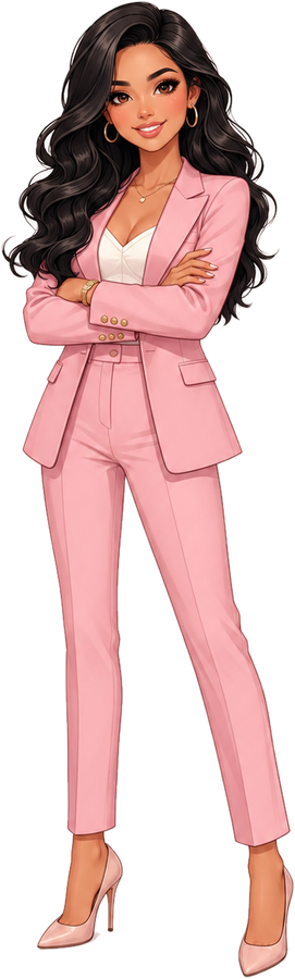The Daily Sip girl in a pink power suit